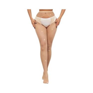 Imagem de Meias De Malha Transparentes Com Cristais, Tamanho Grande, Lingerie Se