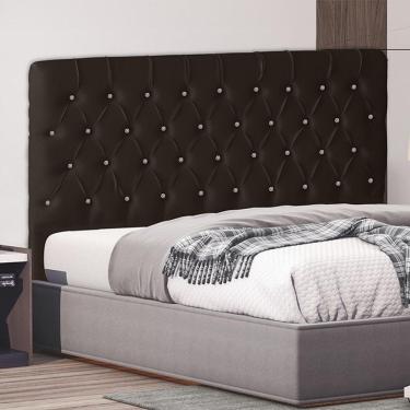 Imagem de Cabeceira De Cama Box Estrela Queen 160 Cm Suede Botão Cristal Marrom Do Lar Móveis E Decoração