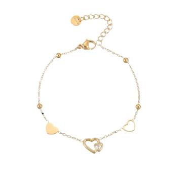 Imagem de tincolia Pulseira feminina incrustada de diamante exclusiva e requintada joia de aço inoxidável banhada a ouro 18K - 6