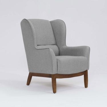 Imagem de Poltrona Para Sala Mirela D07 Base Madeira Linho Mescla Elefante - D'rossi