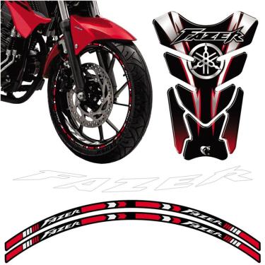 Imagem de Combo Protetor Adesivo Tanque E Aro Moto Yamaha Fazer Cor Vermelho