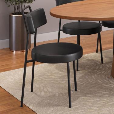 Imagem de Cadeira Sala De Jantar Kobe Estofada Com Encosto Couríssimo Preto - Desk Design