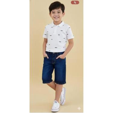 Imagem de Bermuda Jeans Infantil Masculina Short Menino  02 ao 16 Anos Confortáv