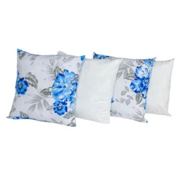 Imagem de Kit 4 Capa de Almofada 40x40 Floral para Sala Sofá 100% Algodão com Zí