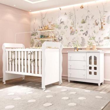 Imagem de Quarto Bebê Completo Berço Americano Marquesa Mini Cama Mirelle Cômoda