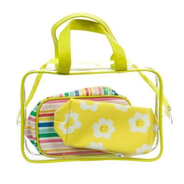 Imagem de Maleta Transparente com 2 Bolsas P e M FLORIE amarela