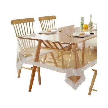 Imagem de Toalha De Mesa Plástica Transparente Fina, À Prova De Óleo, Para Festa