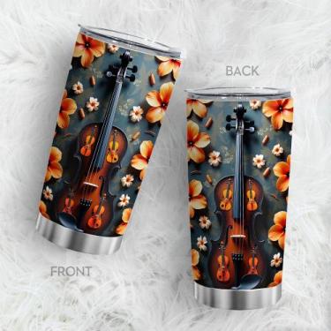 Imagem de Caneca de café Tumbler Oasisdream 600ml com estampa de guitarra