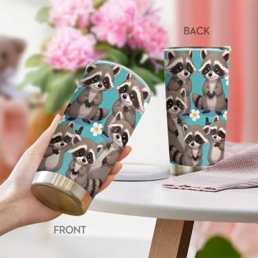 Imagem de Caneca de café Tumbler Oasisdream 600 ml com estampa de guaxinim