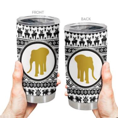 Imagem de Caneca Tumbler Oasisdream de aço inoxidável 600 ml com estampa de elef