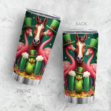 Imagem de Copo Oasisdream de aço inoxidável 600ml com estampa Flamingo