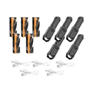 Imagem de Lanterna Tática LED Super Brilhante Recarregável Por USB, À Prova d'Ág