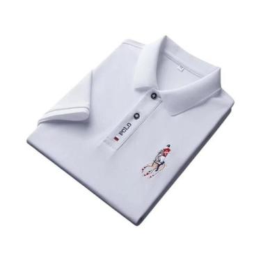 Imagem de Camisa polo masculina bordada casual moda manga curta verão top confor
