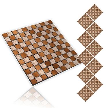 Imagem de Pastilha De Vidro Adesiva Kit 10 Uni Parede Banheiro Cozinha Lavabo Sala Moderna Reforma Requintado Facil Aplicacao