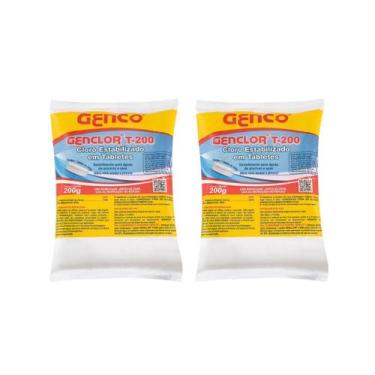 Imagem de Kit 2 Pastilha Tablete Estabilizado Genclor T-200 Genco  200g