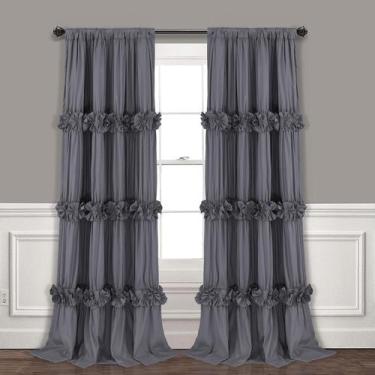 Imagem de Cortinas de janela Homechoice Decor com isolamento térmico cinza 54x84