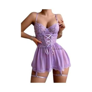 Imagem de Conjunto De Lingerie Sexy Transparente Com Renda Para Mulheres, Kit De