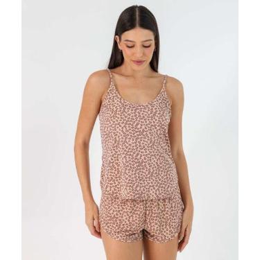 Imagem de Baby Doll Liganete Estampa Animal Print Delrio Bege-48056, Bege, G
