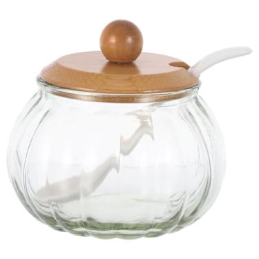 Imagem de 1 Conjunto Galheta De Vidro Pote De Especiarias De Vidro Pote De Doces Recipientes De Condimento De Vidro Com Tampas Pote De Sal Lata De Café Bambu Escritório Pote De Lanche