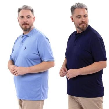 Imagem de Kit 2 Camisa Polo Masculina Plus Size Piquet Viscose Dry