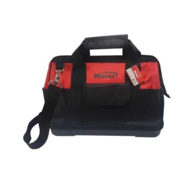 Imagem de Bolsa para Ferramentas Profissional 16' Preta e Vermelha para Organização com Lona Resistente Mister
