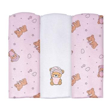 Imagem de Cueiro Flanelado Estampado com Puff 1,00 cm x 80 cm Pixuxu