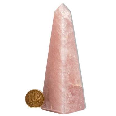 Imagem de Obelisco Quartzo Rosa Natural 10 a 12 cm 100 a 200 g - Tipo B - Crista
