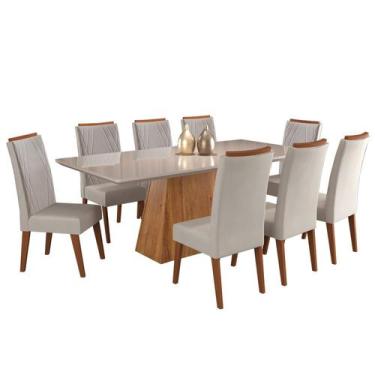 Imagem de Mesa de Jantar Retangular Sylk com 8 Cadeiras Madeira Maciça Vegas - V