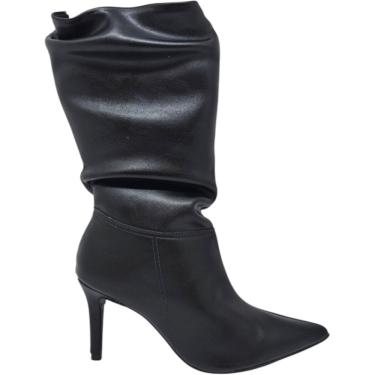 Imagem de Bota Feminina Casual Dia a Dia Festa Passeio Cano Médio Bico Fino Salto Médio Conforto...