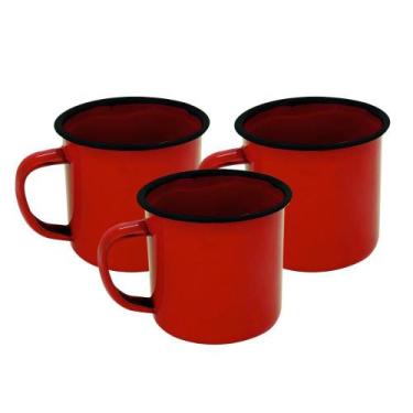 Imagem de Kit 3 Canecas Esmaltadas Tradicionais 5cm Vermelha - Tuut
