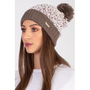 Imagem de Gorro feminino de malha com pompom 60020 - Domizia, Marrom