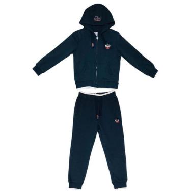 Imagem de Conjunto Infantil Menino Moletom Inverno Capuz  - Kiki & Mily, 8, Azul