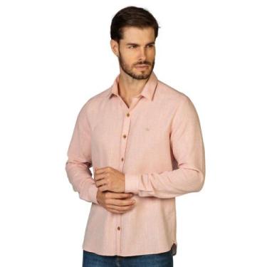Imagem de Camisa Masculina Manga Curta Docthos Slim Linho Mescla, Vermelho, G