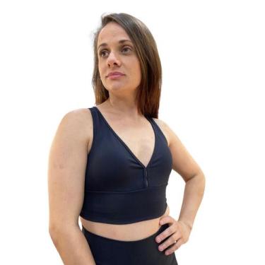 Imagem de Top Cropped Fitness Decote V Confort - PERFFIT FITNESS, Preto, M