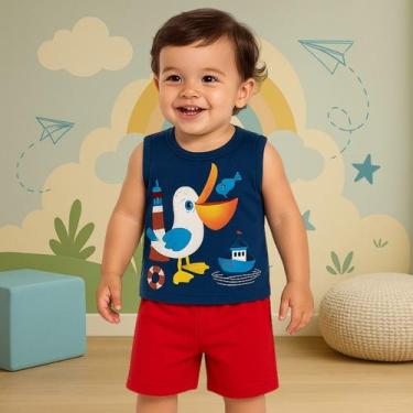 Imagem de Conjunto Infantil Masculino Regata e Bermuda em Moletom Sem Felpa Leve