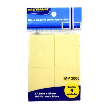 Imagem de Bloco Adesivo para Anotações Amarelo 37.5x50mm com 4 Blocos de 100 Fol