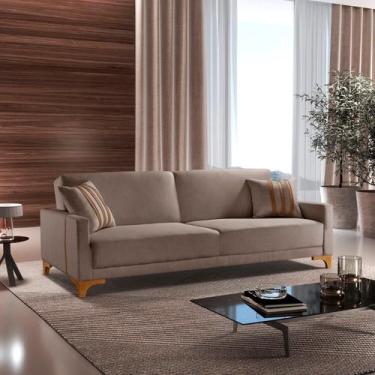 Imagem de Sofa Cama para Sala de Estar 209cm X 84cm Luizi Marrom Avelã - Luxury 