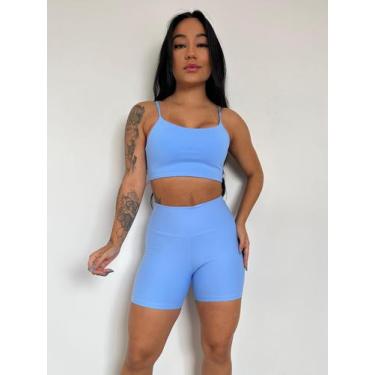 Imagem de Top Academia Fitness Duplo Alça Fina Zero Transparência COR:AZUL CLARO