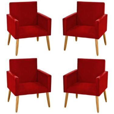 Imagem de Kit 4 Poltronas Nina Decorativa P/ Sala Suede Marsala - Maitê Moda Cas