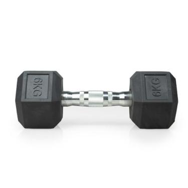 Imagem de Halter 6kg Emborrachado Sextavado Cromado Dumpbell Academia - PHELPS M