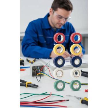Imagem de 10 Rolos Fita Isolante PVC Antichama Colorida 18mm x 5m - Congratulati