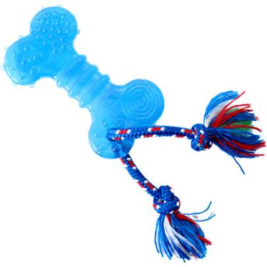Imagem de Brinquedo Odontopet Osso Dental Flat com Corda Azul para Cães - Tam. M