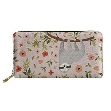 Imagem de GOSTONG Carteira feminina de couro PU Kawaii Sloth Clutch, Bicho-preguiça - 4, tamanho �nico