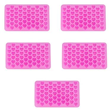 Imagem de Bandejas de molde de silicone em forma de mini coração para chocolate, 5 peças 55 grades acessório para assar
