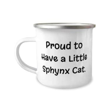 Imagem de Presente de gato Joke Sphynx, Proud to Have a Little Sphynx, Caneca de acampamento de 355 ml para amantes de gatos de amigos
