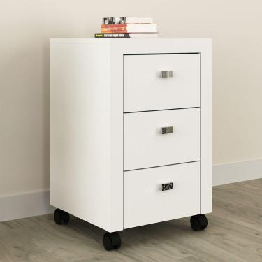 Imagem de Gaveteiro Com Rodízios 3 Gavetas Branco Me4108 - Tecno Mobili