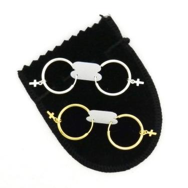 Imagem de Brinco Masculino 20Mm 2 Pares Folheado Ouro/Prata Br247