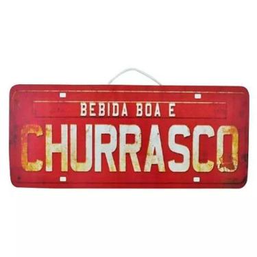 Imagem de Placa De Carro Decorativa Em Madeira Bebida Boa E Churrasco