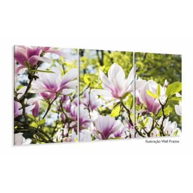 Imagem de Quadro Planta Flor Magnólia Natureza Artístico Mosaico 3 peç