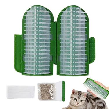 Imagem de Cat Auto Groomer,massagem canto pare| Arranhadores canto pareamarelo/verferramenta automassagem para gatos filhotes Ecoticfate